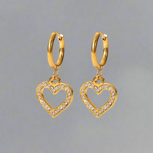 Hollow heart hoop earrings