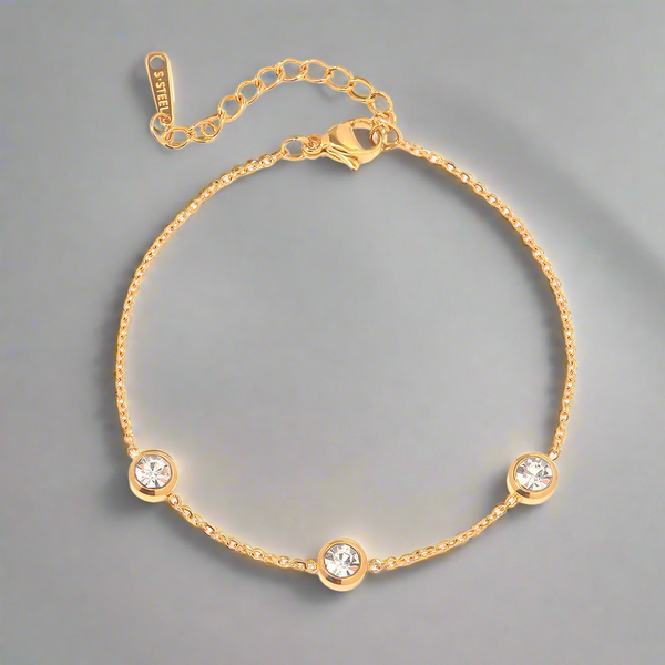 3-Stone Gold Bracelet gold plated bracelets