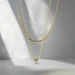 Circular zircon 2 layer necklace gold plated necklace