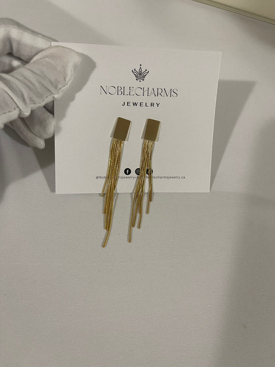 Luxurious gold stainless steel tassel earrings