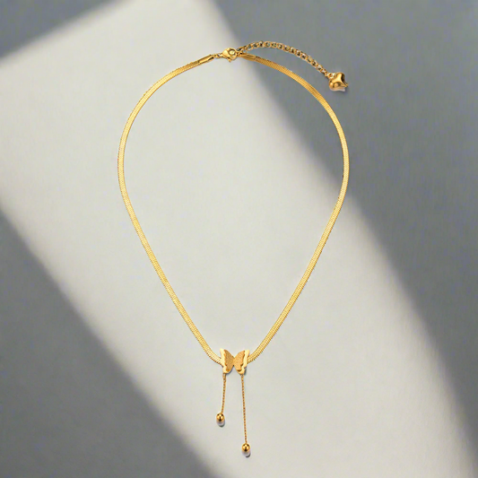 Butterfly chain necklace 18k gold plated