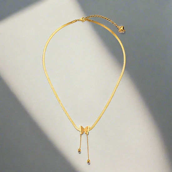 Butterfly chain necklace 18k gold plated