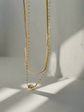Circular zircon 2 layer necklace gold plated necklace