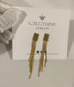 Luxurious gold stainless steel tassel earrings