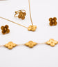 Van Cleef-Inspired Gold Jewelry Set – 18K Gold-Plated Clover Necklace, Bracelet & Earrings and Ring