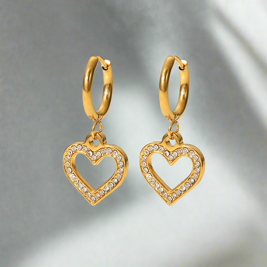 Hollow heart hoop earrings