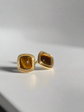 Caramel Glow Gold Earrings – 18K Gold-Plated Hoops with Warm Amber Tone