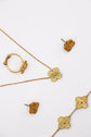 Van Cleef-Inspired Gold Jewelry Set – 18K Gold-Plated Clover Necklace, Bracelet & Earrings and Ring