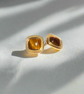 Caramel Glow Gold Earrings – 18K Gold-Plated Hoops with Warm Amber Tone