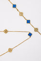 Blue Van Cleef-Inspired Jewelry Set – 18K Gold-Plated Clover Necklace, Bracelet